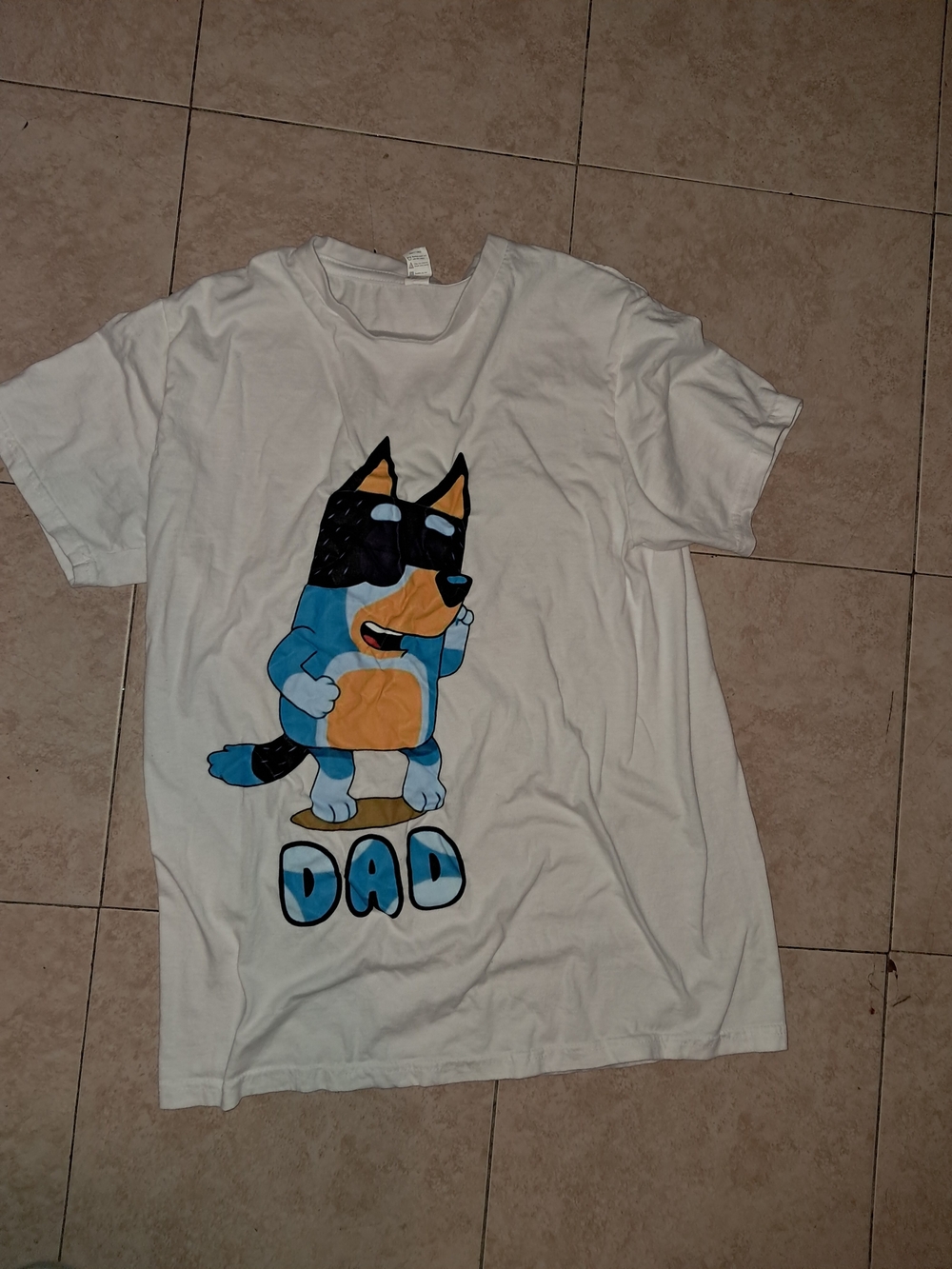 Graphic White Bluey "Dad" T-Shirt